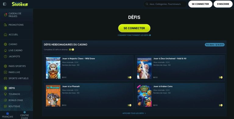 Slotexo Casino défis